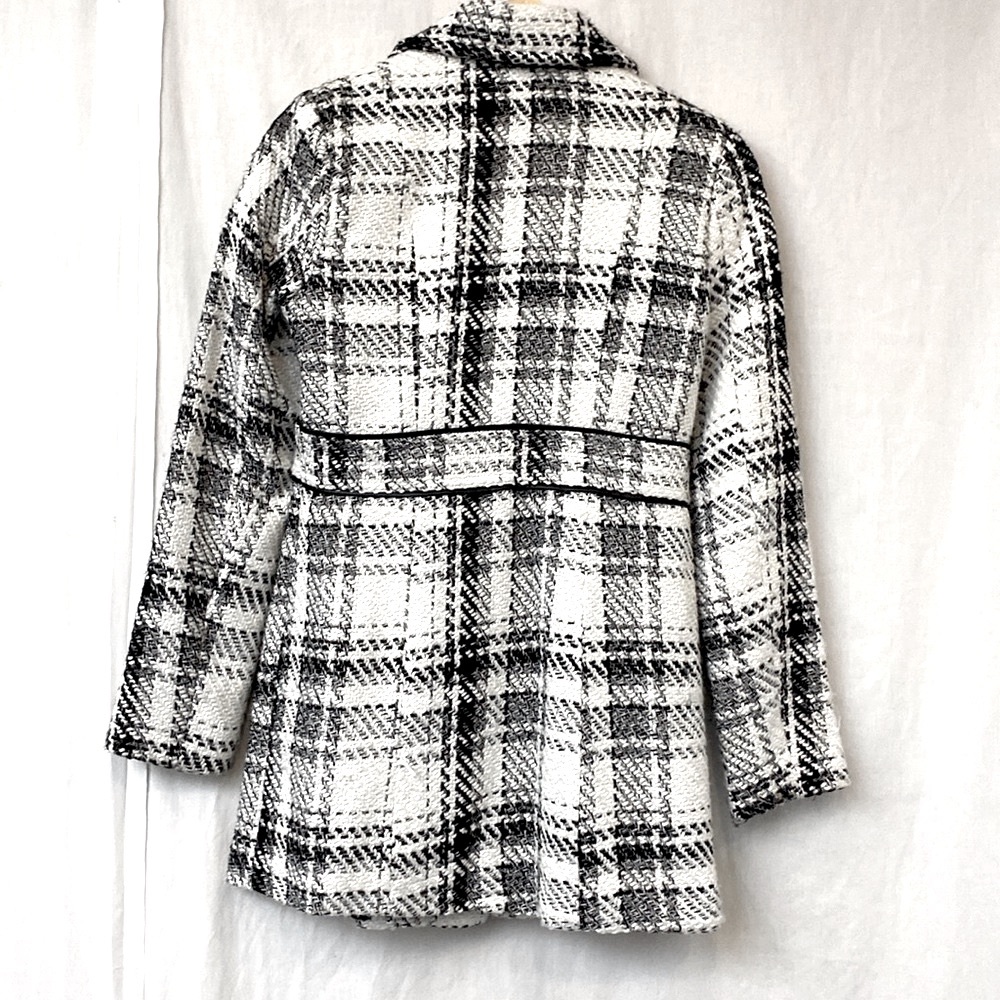 Classic Black & White Double Breasted Vintage Tweed Coat - Picture 2 of 10